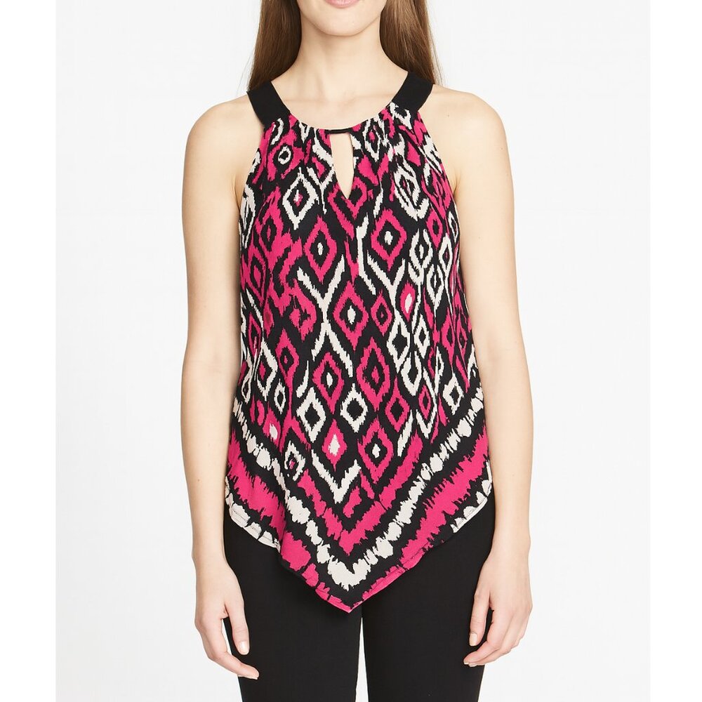 INC International Concepts Pink and Red Asymmetrical Cut Out Tank Top